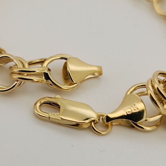 14k Yellow Gold Double Row Chain Link Bracelet 7.2" - Picture 4 of 9